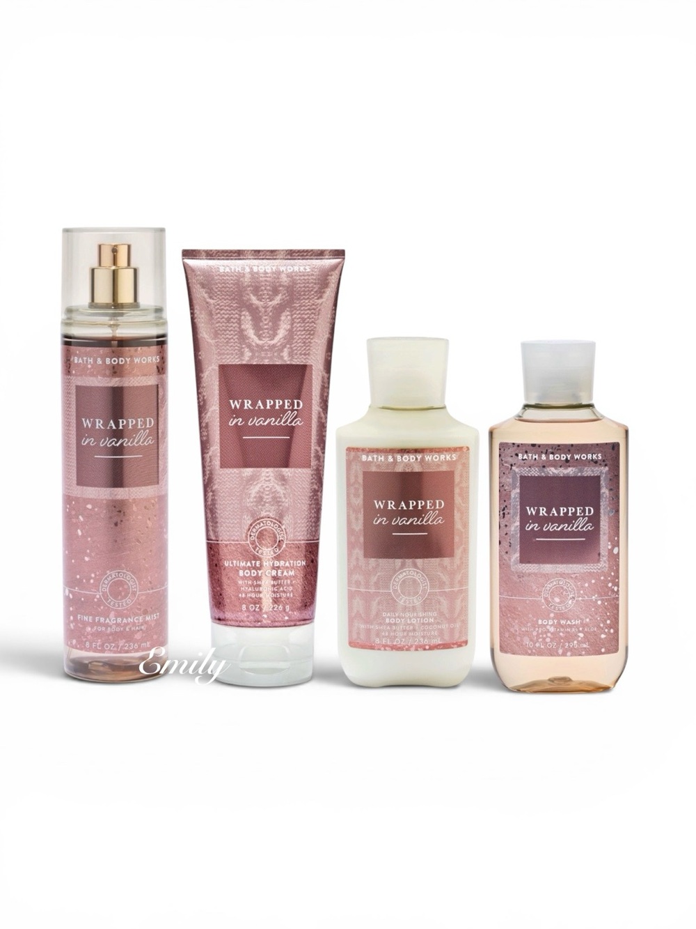Bath & Body Works WRAPPED IN
VANILLA 4 Piece Body Care
Collection Set Bundle